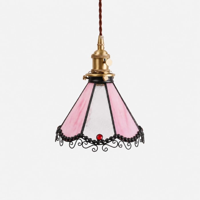Meerkleurige hanglamp van gebrandschilderd glas HL3798