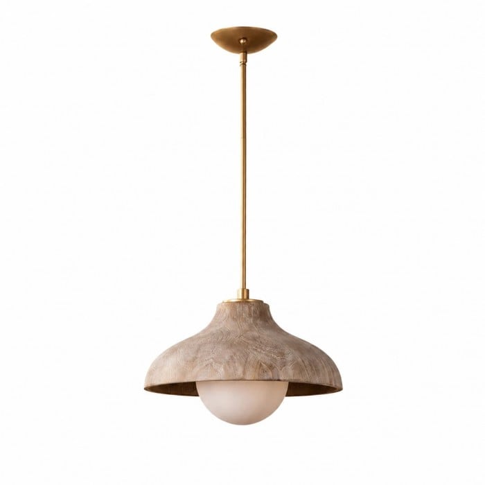 Pendelleuchte aus natürlichem Wabi-Sabi-Holz und Glas HL3633