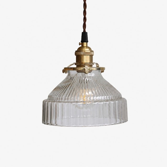 Lampada a sospensione minimalista nordica in ottone e vetro - Luce trasparente HL4046