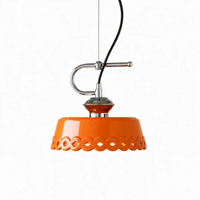 Lámpara colgante de metal y cerámica naranja HL3829