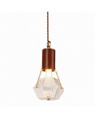 Lámpara colgante vintage de cristal ondulado con detalles en latón cálido HL3902