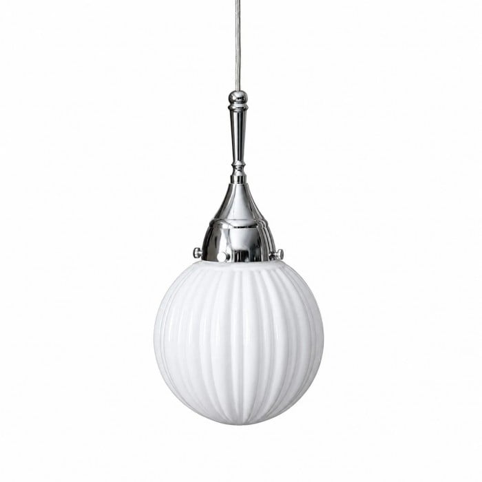 Ribbed Milk Glass Pendant Light HL3770