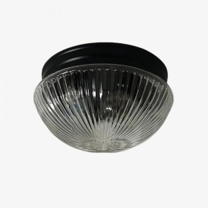 Plafondlamp HL4002 met geribbeld of opaalglas, vlak gemonteerd