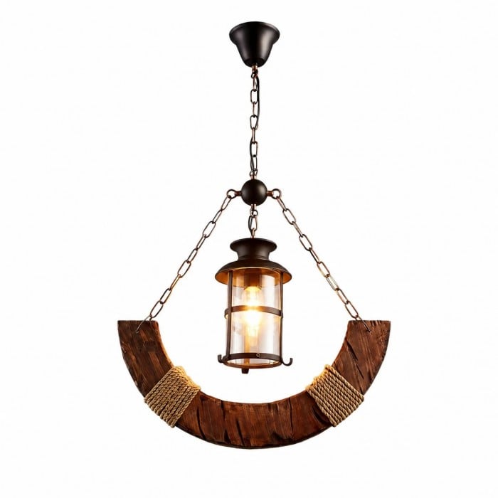 Rustieke industriële hanglamp van massief hout, collectie HL3751