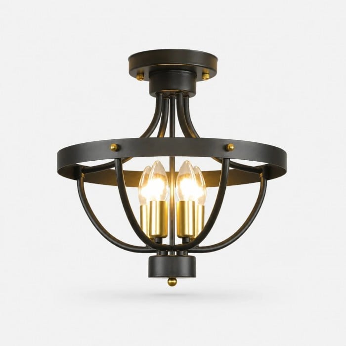 Rustieke metalen kooi plafondlamp HL3912