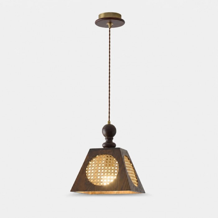 Rustieke geweven hanglamp, donkerhouten plafondlamp voor keukeneiland, bar, hal en studeerkamer HL3937