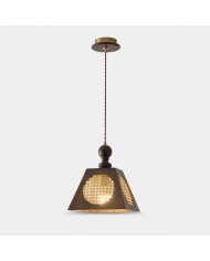 Hanglamp in landelijke stijl van walnoothout en rotan voor woonkamer en keukeneiland HL3729