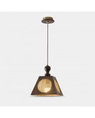 Suspension en rotin et noyer style ferme pour salon et îlot de cuisine HL3729