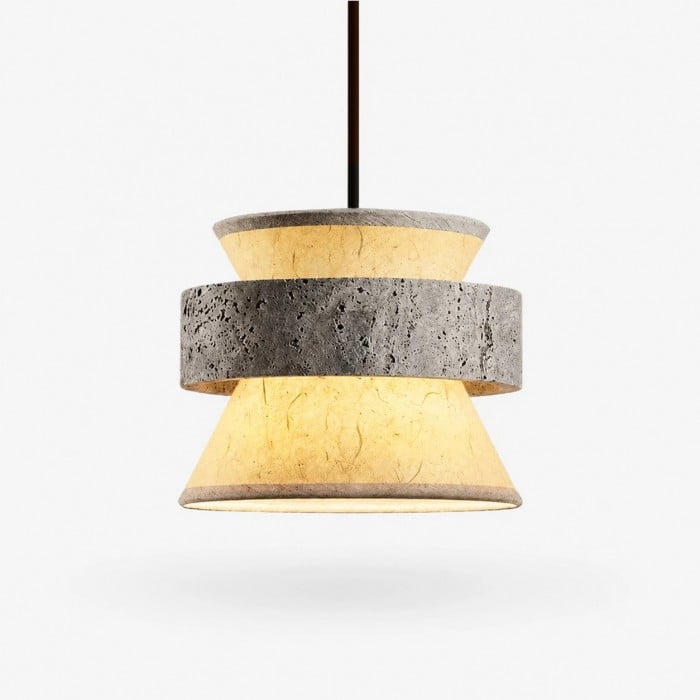 Lampa wisząca z papieru ryżowego o fakturze srebrnego kamienia HL3898