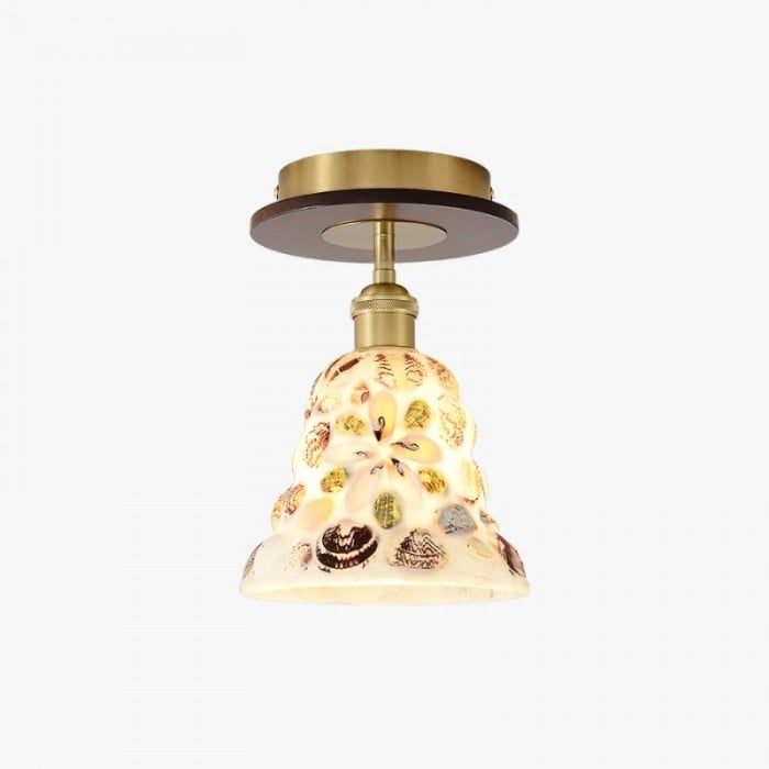 Kleine glazen plafondlamp met schelpvormige kap HL3877