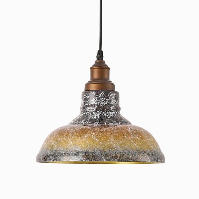 Pendelleuchte HL3950 aus rauchgrauem Glas und gebürstetem Bronzemetall