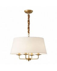 Kremowa lampa wisząca w groszki z tkaniny do jadalni HL3775