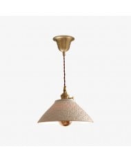 Teksturowana lampa wisząca z mikrocementu z uchwytem na lampę z litego drewna HL3860
