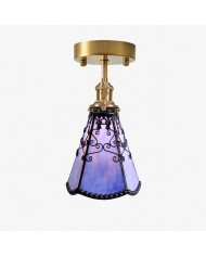 Plafondlamp HL3617 in Tiffany-stijl met gebrandschilderd glas