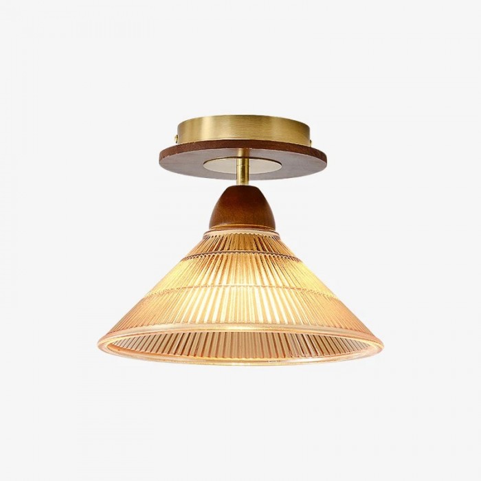 Vintage amberkleurige geplooide plafondlamp HL3940