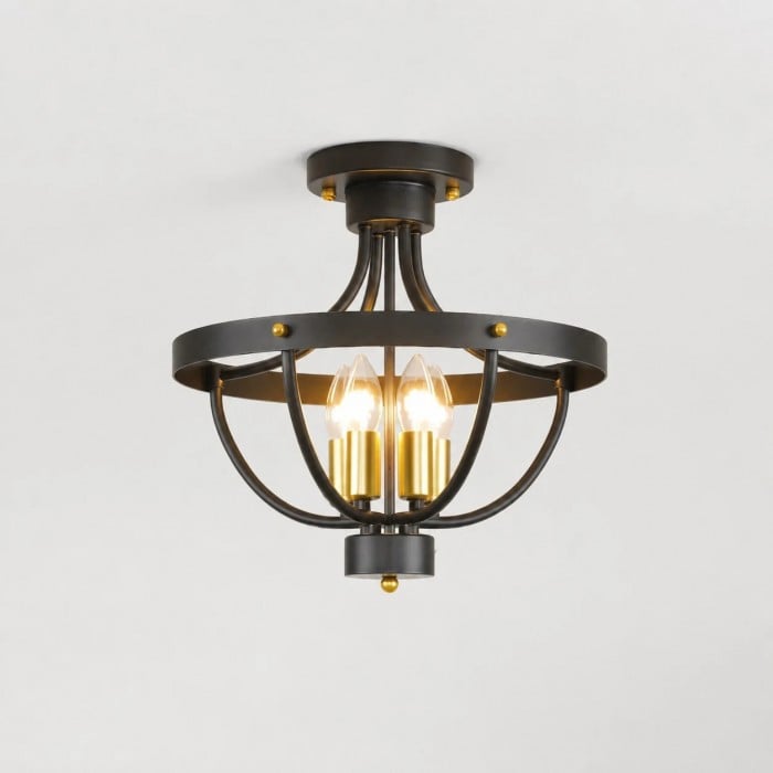 Lustre vintage noir vieilli pour salles à manger HL3820