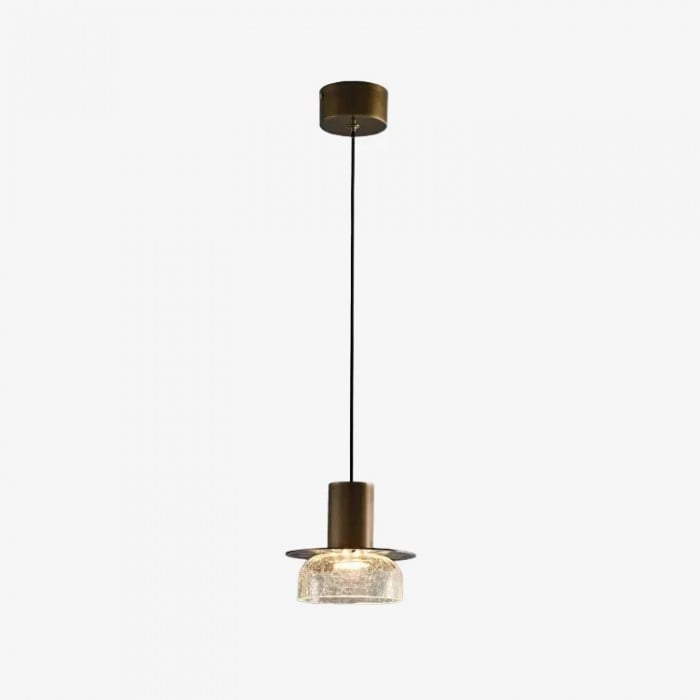 Suspension vintage en laiton et verre craquelé HL3865