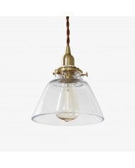 Vintage messing hanglamp met gebrandschilderd glas HL3710
