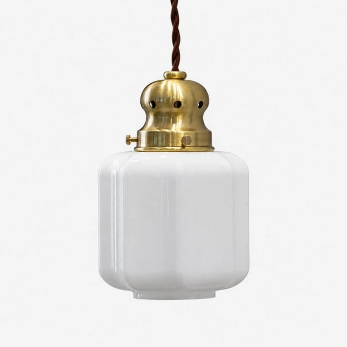 Vintage messing hanglamp met wit glas HL3871