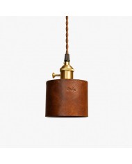 Roodbruine leren piramidevormige hanglamp HL4108