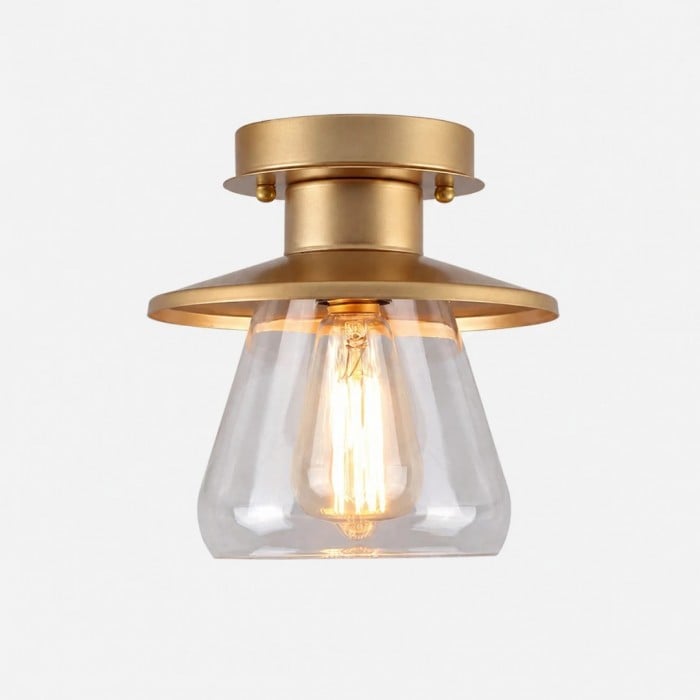 Vintage glazen plafondlamp voor buiten, vlak gemonteerd, HL4053