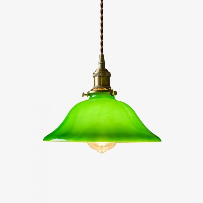 Vintage groene glazen hanglamp voor keuken, eetkamer en café HL3647