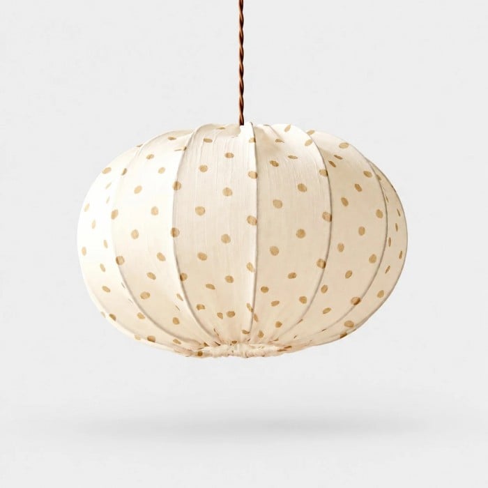 Lampa wisząca z tkaniny w kropki w stylu vintage HL3917
