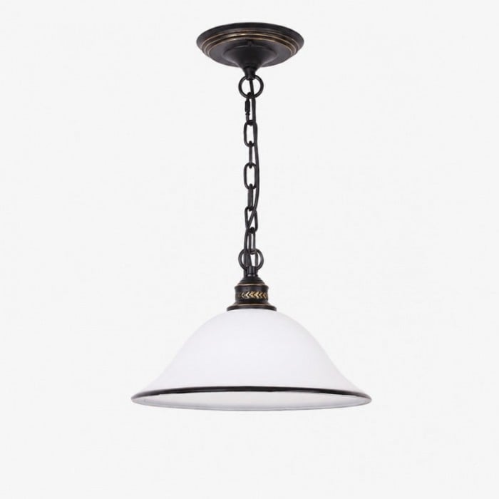 Lámpara colgante vintage de cristal esmaltado blanco HL3946