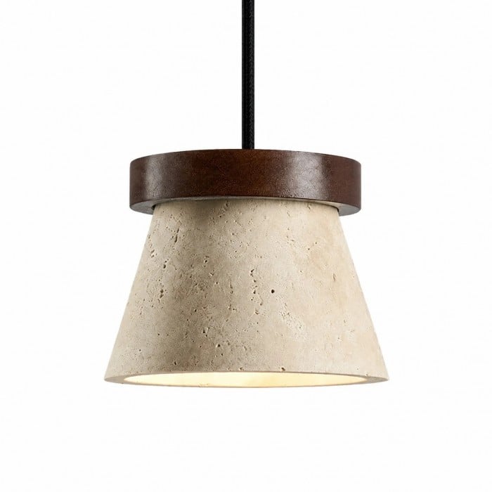 Lámpara colgante pequeña vintage de travertino amarillo HL3761