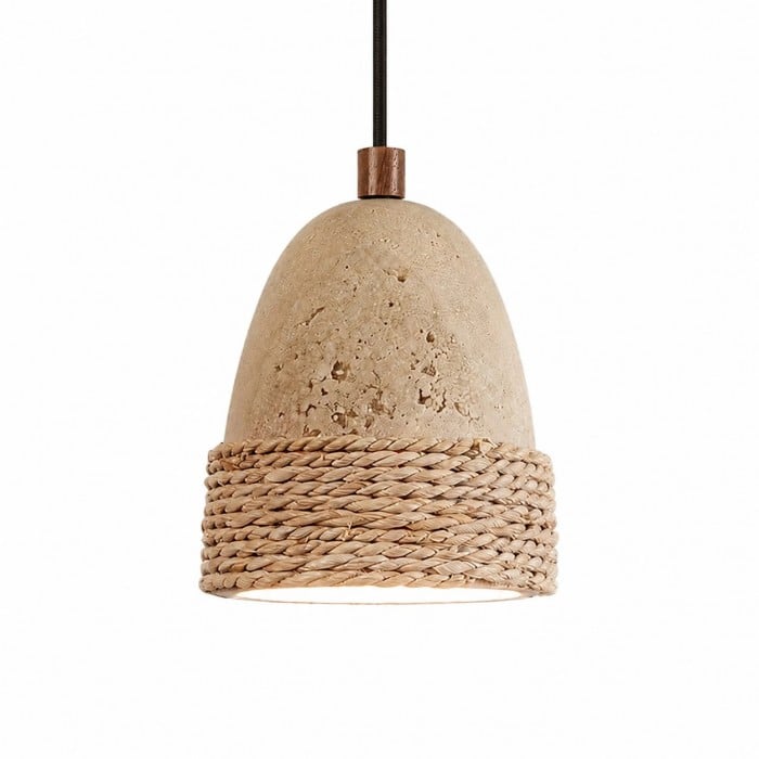 Wabi-Sabi hanglamp van geweven steen met opties voor één of drie lampen HL3736