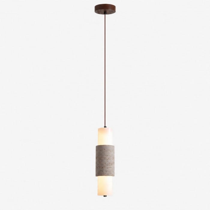 Hanglamp met cilindervormige kap van gele travertijn HL3744