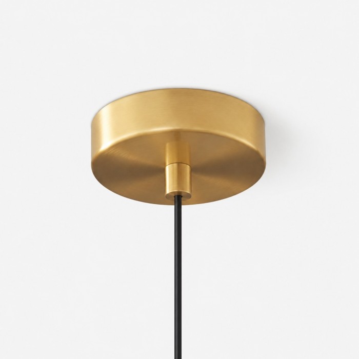Hanglamp van Amerikaans messing met glazen kap en geribbelde cilindrische kap - Moderne metalen armatuur voor de slaapkamer