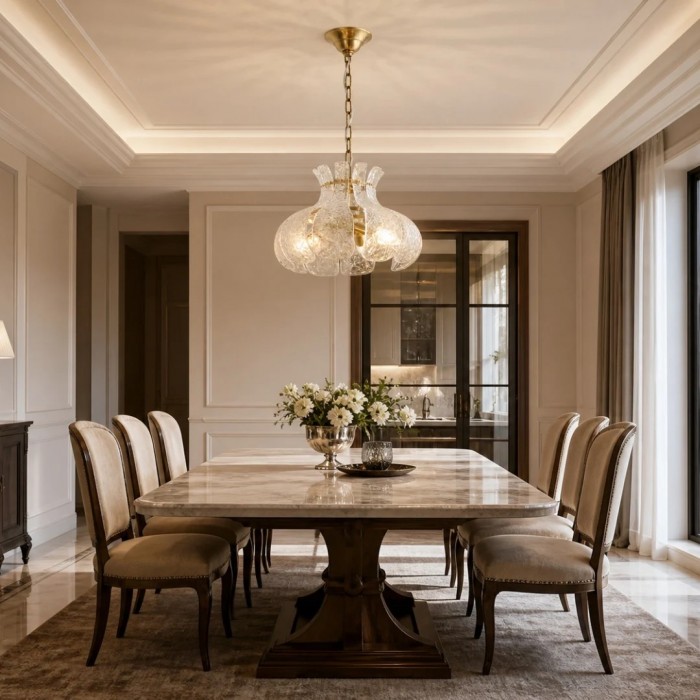 Amerikaanse massief messing hanglamp met helder glazen bloembladmotief HL4649