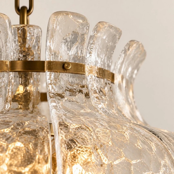 Amerikaanse massief messing hanglamp met helder glazen bloembladmotief HL4649