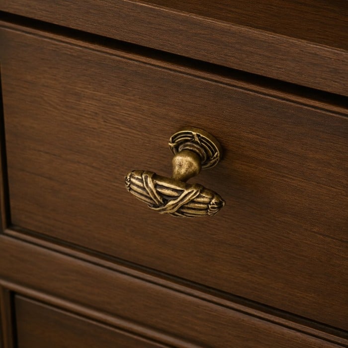 Bouton de meuble en laiton antique en forme de feuille HL4632