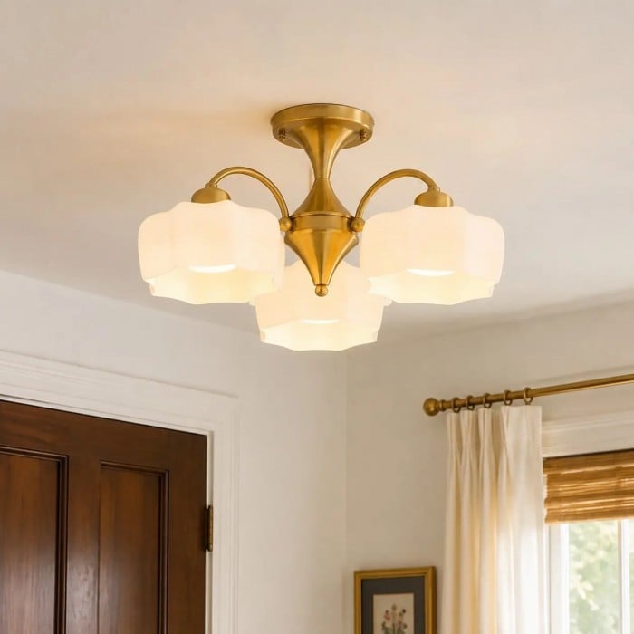 Arden Floral Glass Flush Mount Ceiling Light HL4225