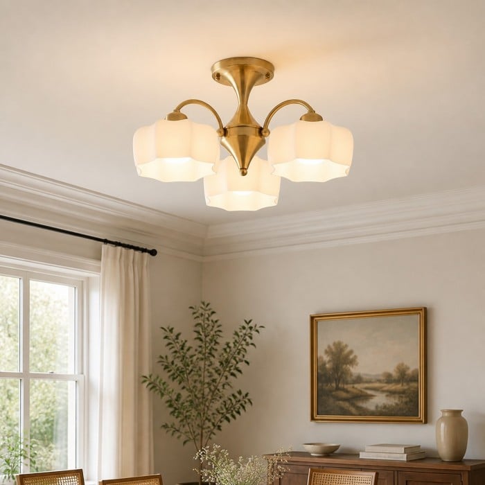 Arden Floral Glass Flush Mount Ceiling Light HL4225