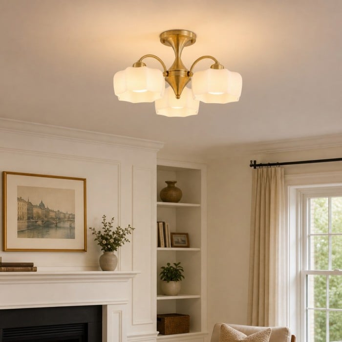 Arden Floral Glass Flush Mount Ceiling Light HL4225