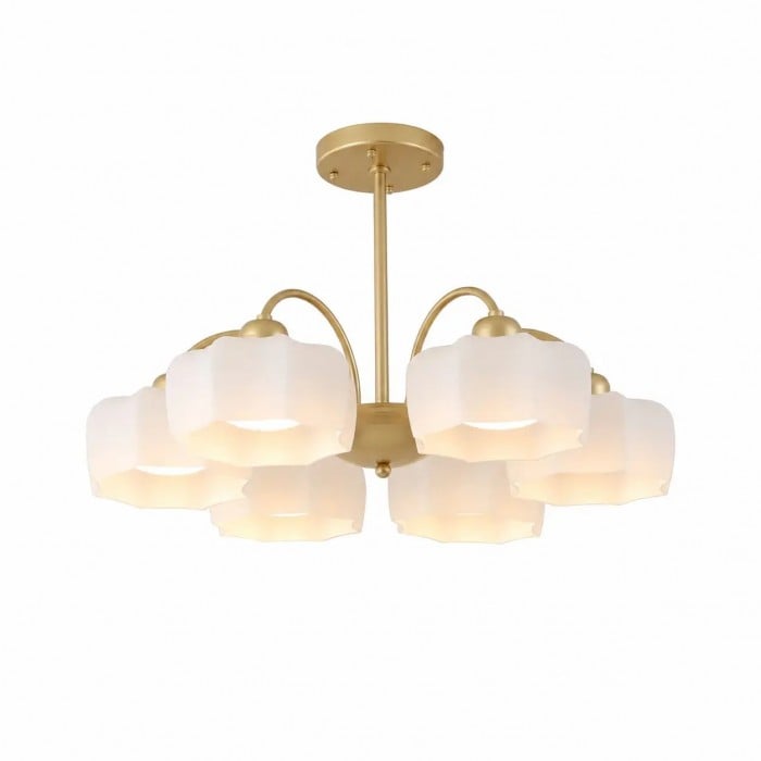 Aurelia Kronleuchter aus gold-weißem Glas HL4267