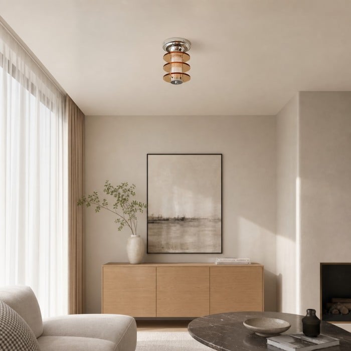 Bauhaus Acrylic Chrome Flush Mount Ceiling Lamp HL4387