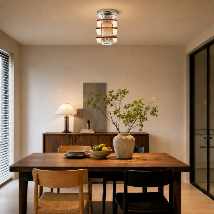 Bauhaus Acrylic Chrome Flush Mount Ceiling Lamp HL4387
