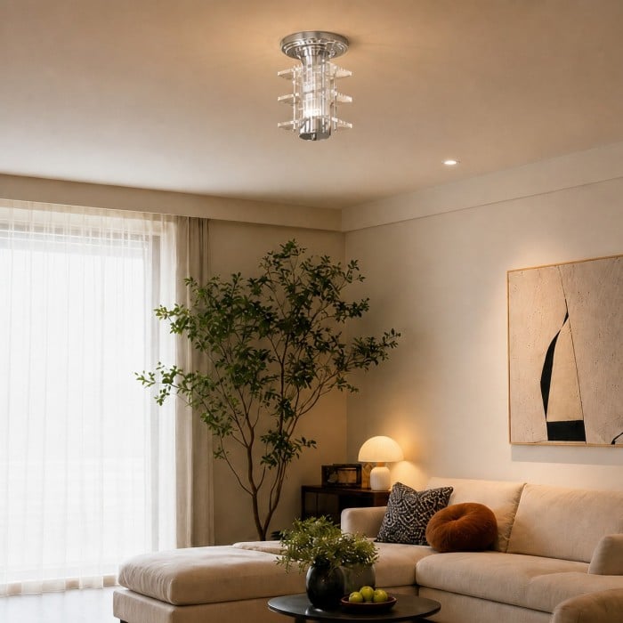 Bauhaus Acrylic Chrome Flush Mount Ceiling Lamp HL4387