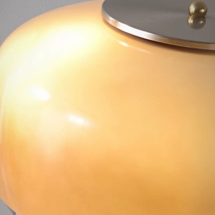 Lampadaire Bauhaus en verre avec structure en bois et chrome HL4633