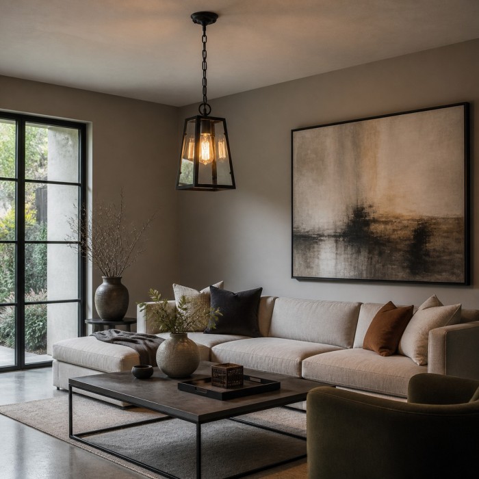 Black Trapeze Glass Pendant Light HL4277