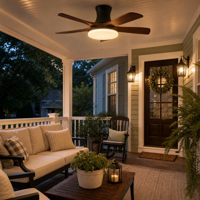 Black Walnut Flush Mount Ceiling Fan Light HL4293