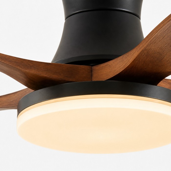 Black Walnut Flush Mount Ceiling Fan Light HL4293