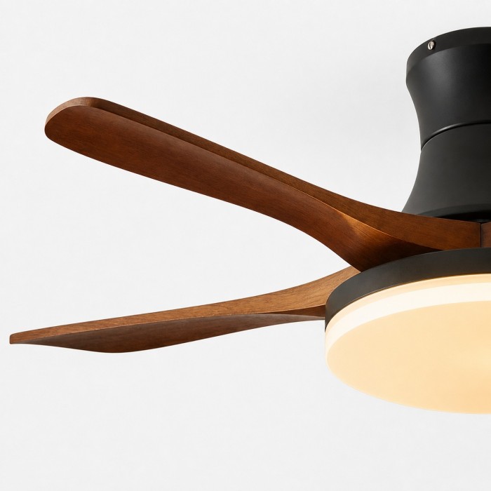 Black Walnut Flush Mount Ceiling Fan Light HL4293