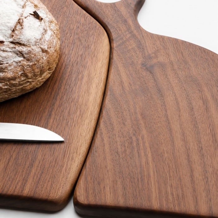 Black Walnut Serving Board with Loop Handle - Wooden Bread and Cheese Tray for Kitchen Styling HL4623