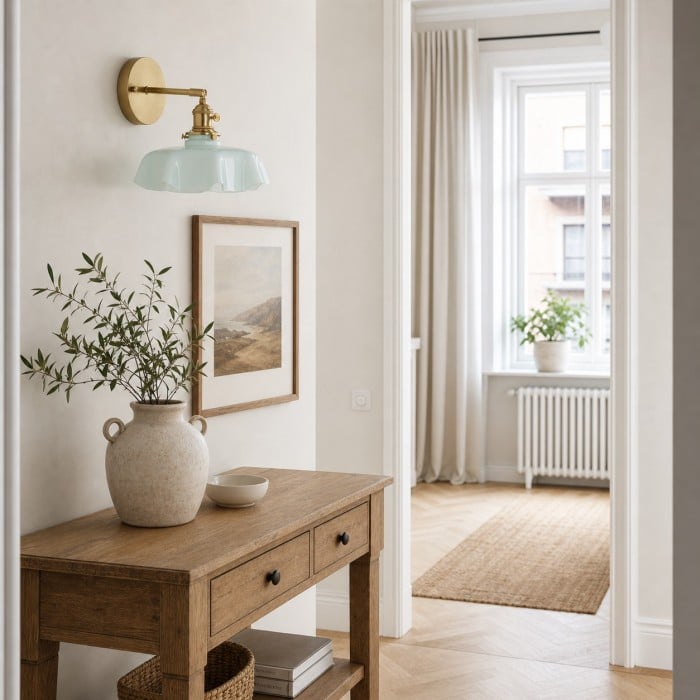 Aplique de pared de latón con cristal azul opalino HL4372