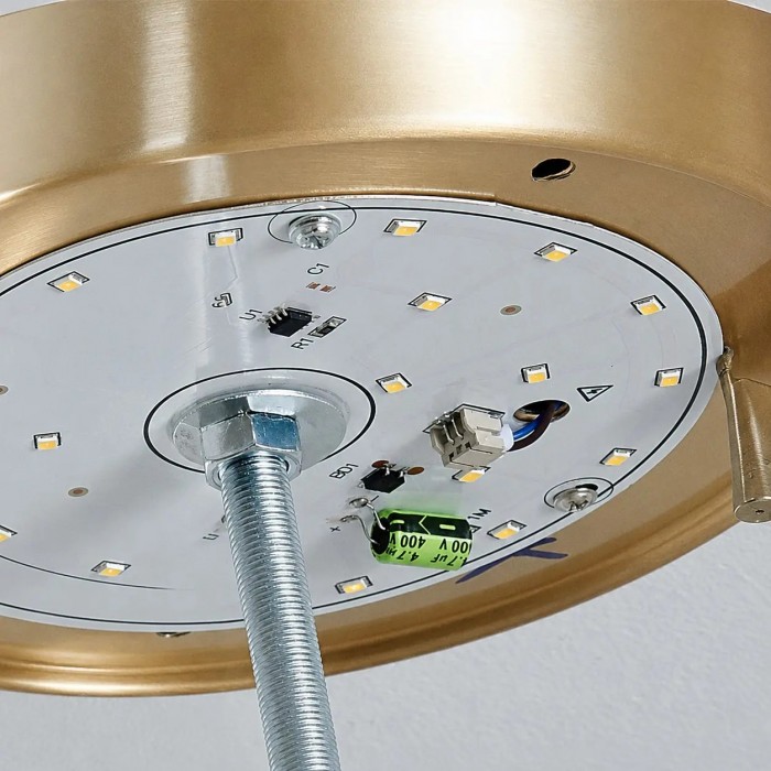 Plafonnier encastré à DEL intégré en laiton et verre opale HL4258